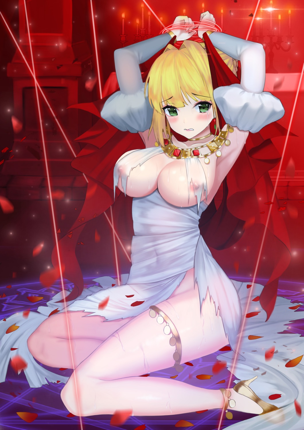 Mergerri Fate Grand Order Saber Extra Bondage Breasts Garter Heels